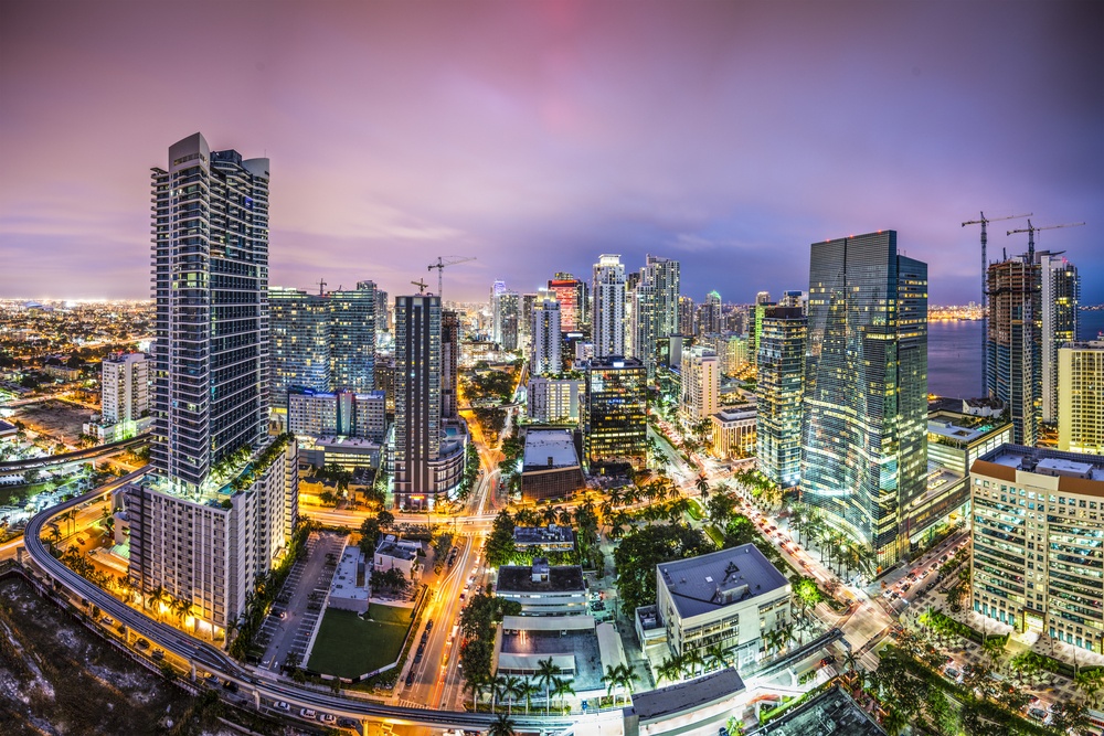 Miami, Florida aerial view of downtown.