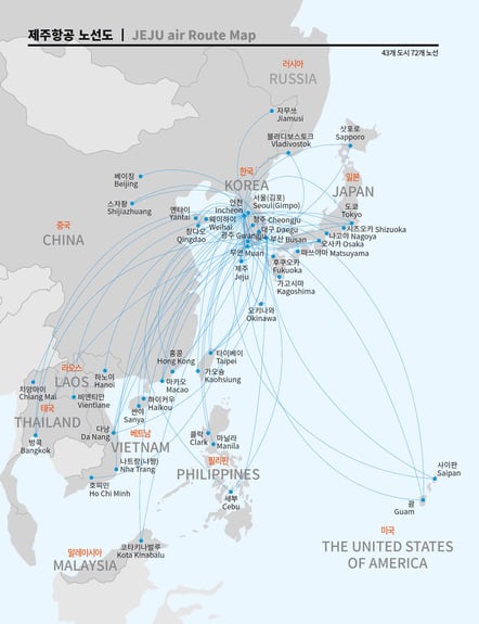 Jeju Air's route map